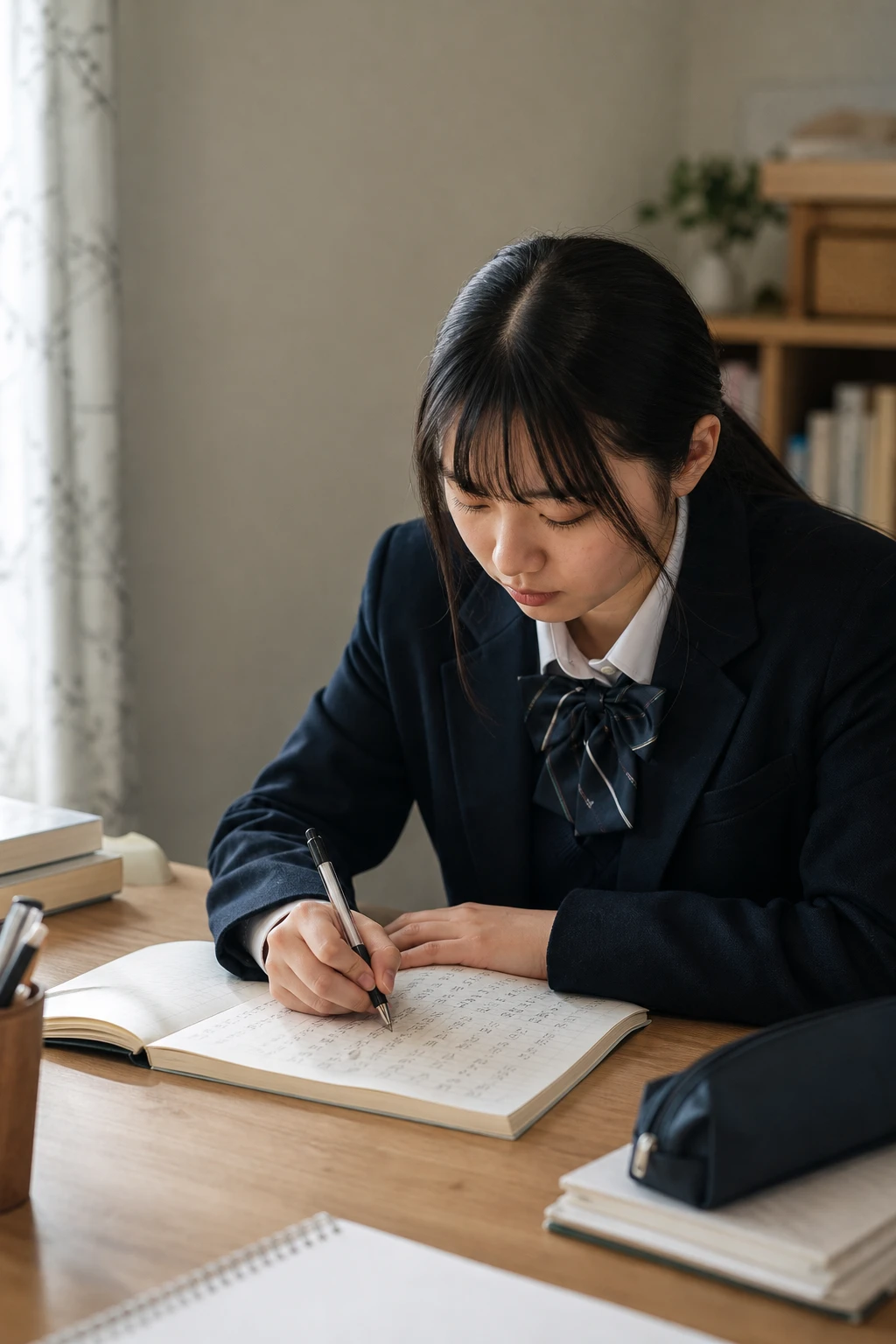 日本で進学準備に取り組む生徒